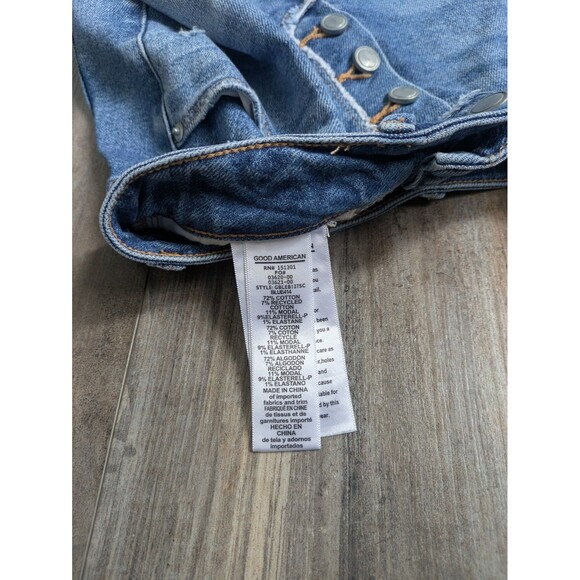 Good American Bombshell Exposed Button Fly High Rise Distressed Denim 0 25 - Picture 3 of 6